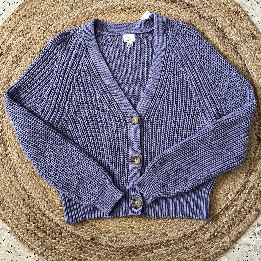 NWT Purple Cardigan Sweater, Size Small.